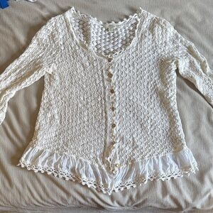 J.Jill Lace Button-Up Cardigan